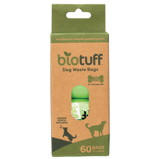 Biotuff Dog Waste Bags & Dispenser 4 x 15 Bag Rolls