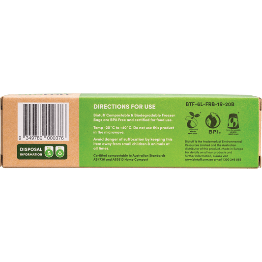 Biotuff Compostable Freezer Bags Large 6L