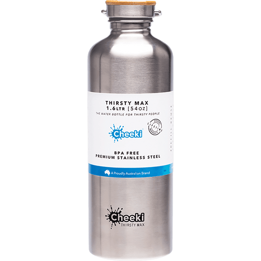 Cheeki Stainless Steel Bottle Silver 'Thirsty Max'