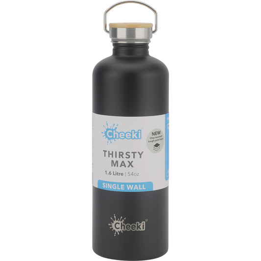 Cheeki Stainless Steel Bottle Matte Black 'Thirsty Max'