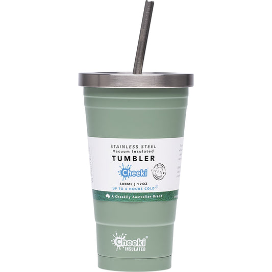CHEEKI Insulated Tumbler Pistachio with S/Steel Straw 1 x 500ml