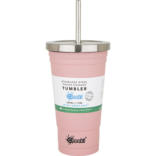 CHEEKI Insulated Tumbler Pink with S/Steel Straw 1 x 500ml