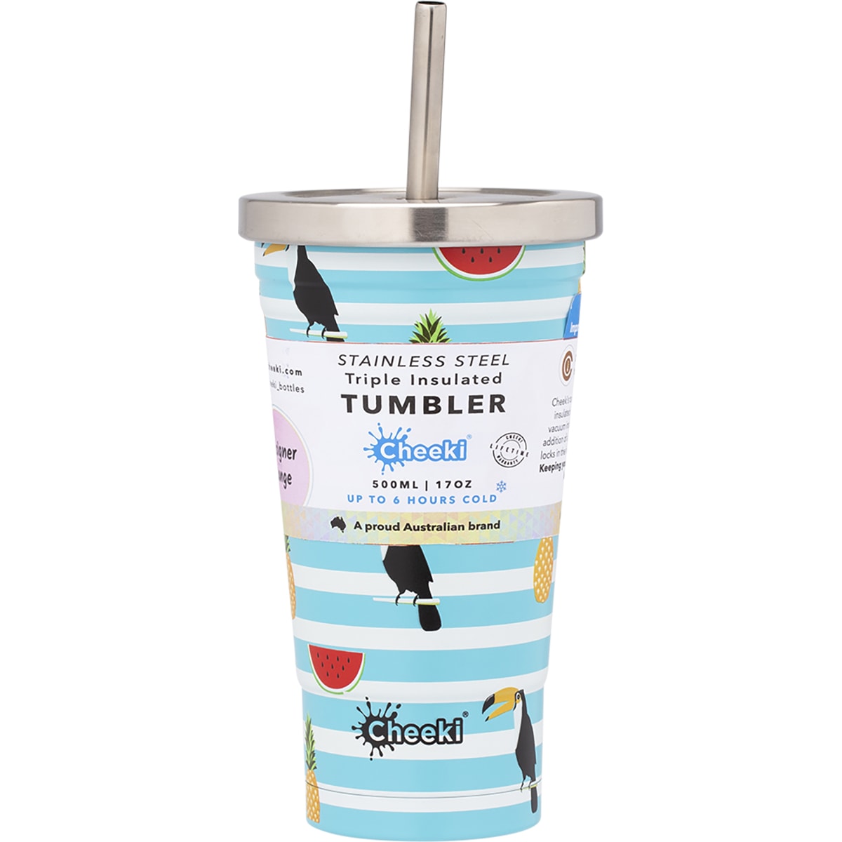 CHEEKI Insulated Tumbler Toucan with S/Steel Straw 1 x 500ml