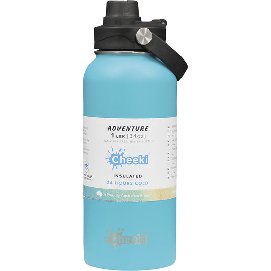 CHEEKI Insulated Adventure Stainless Steel Bottle Aqua 1 x 1L