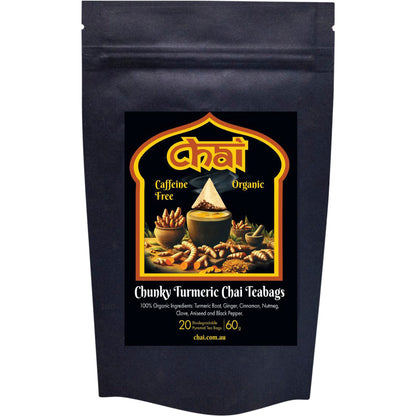 CHAI TEA Organic Chunky Turmeric Chai Tea Bags 1 x 20pk