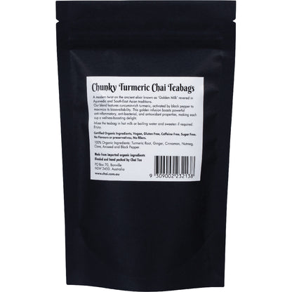 CHAI TEA Organic Chunky Turmeric Chai Tea Bags 1 x 20pk