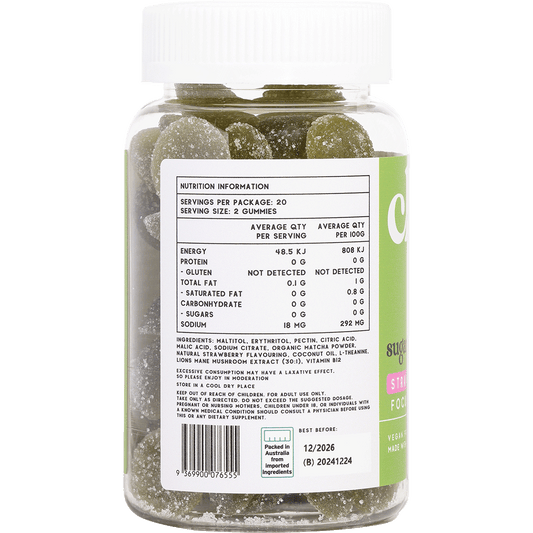 Chuu Nutrition Strawberry Matcha Focus Gummies Sugar Free
