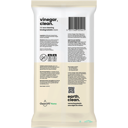 CleanLIFE Vinegar Clean Floor Plastic Free Wipes