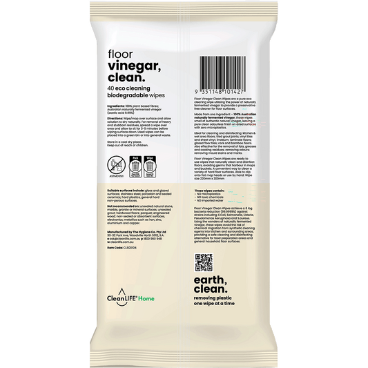 CleanLIFE Vinegar Clean Surface Plastic Free Wipes
