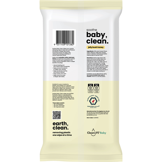 CleanLIFE Baby Clean Soothe Flushable Plastic Free Wipes