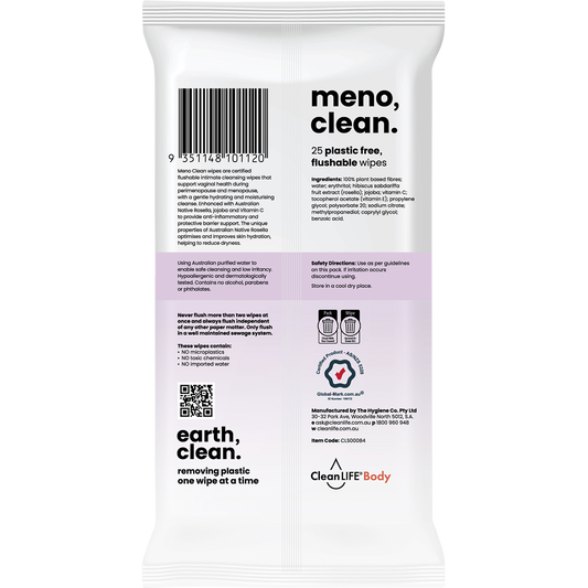 CleanLIFE Meno Clean Wipes Flushable Plastic Free Wipes