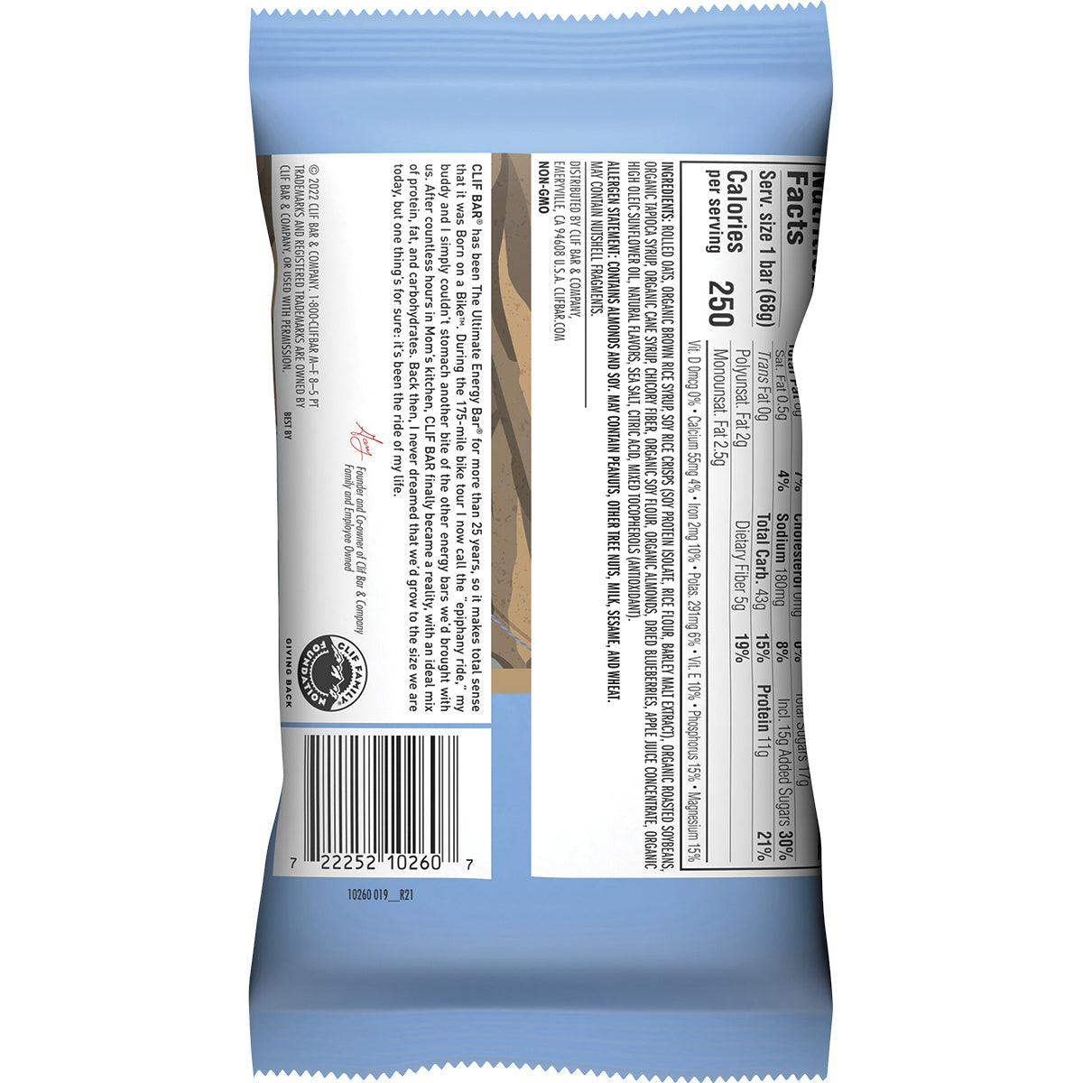 CLIF Energy Bar Blueberry Almond Crisp 12 x 68g