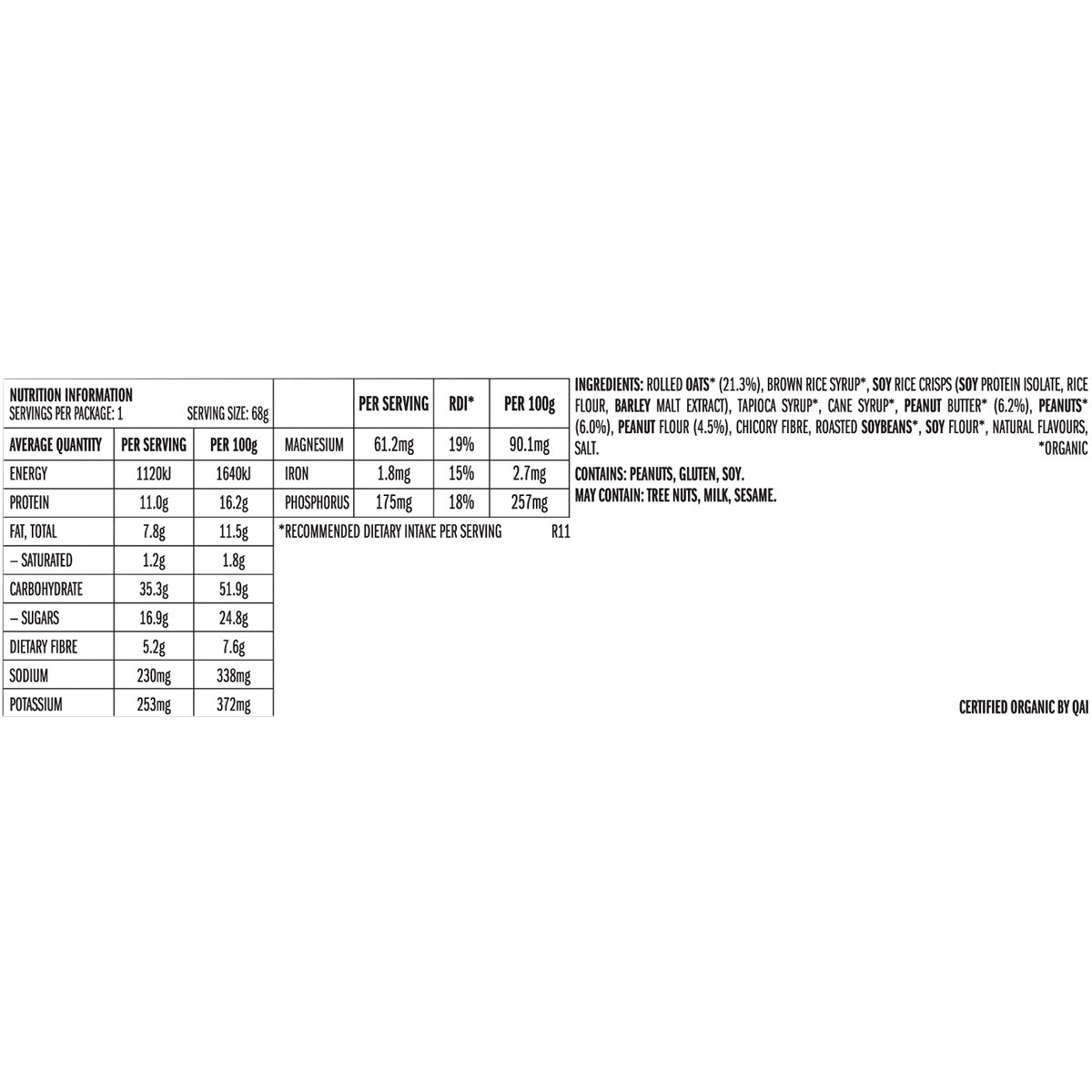 CLIF Energy Bar Crunchy Peanut Butter 12 x 68g