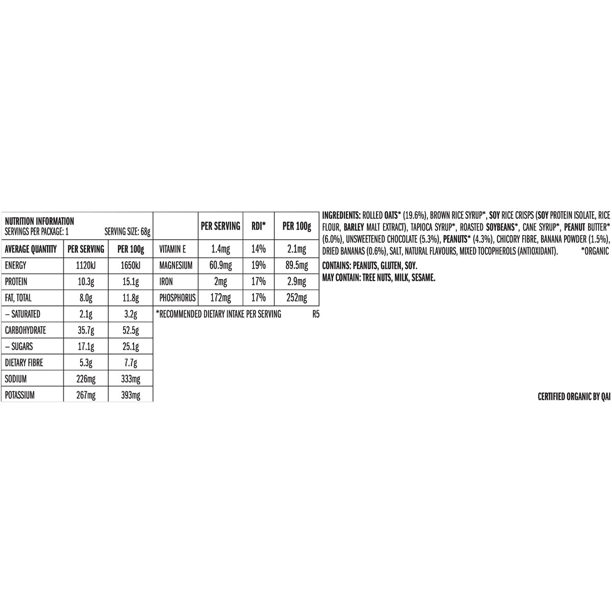 CLIF Energy Bar Peanut Butter Banana with Dark Chocolate 12 x 68g