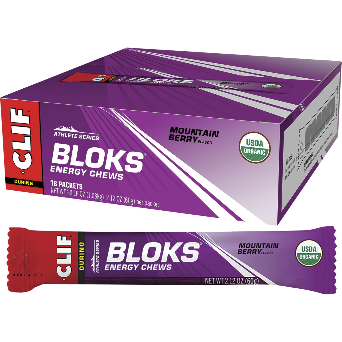 CLIF Bloks Energy Chews Mountain Berry 18 x 60g