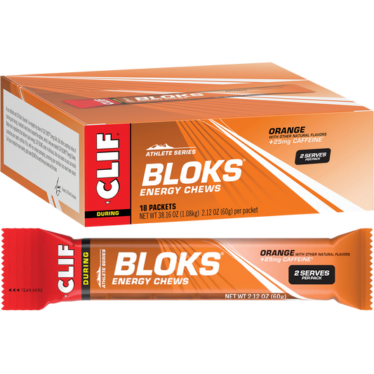 CLIF Bloks Energy Chews Orange 25mg Caffeine - Box of 18