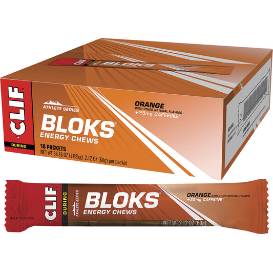 CLIF Bloks Energy Chews Orange 25mg Caffeine 18 x 60g
