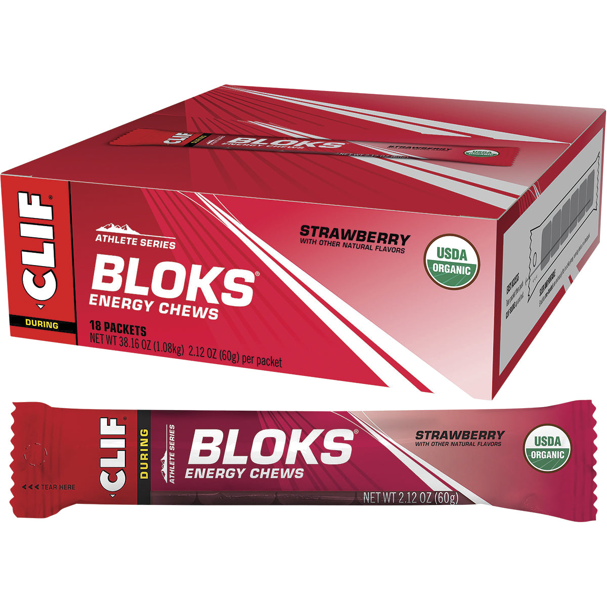 CLIF Bloks Energy Chews Strawberry 18 x 60g