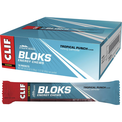 CLIF Bloks Energy Chews Tropical Punch 25mg Caffeine 18 x 60g