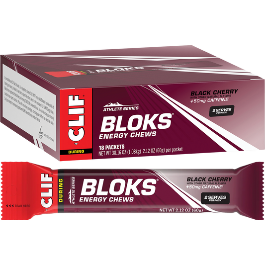 CLIF Bloks Energy Chews Black Cherry 50mg Caffeine - Box of 18