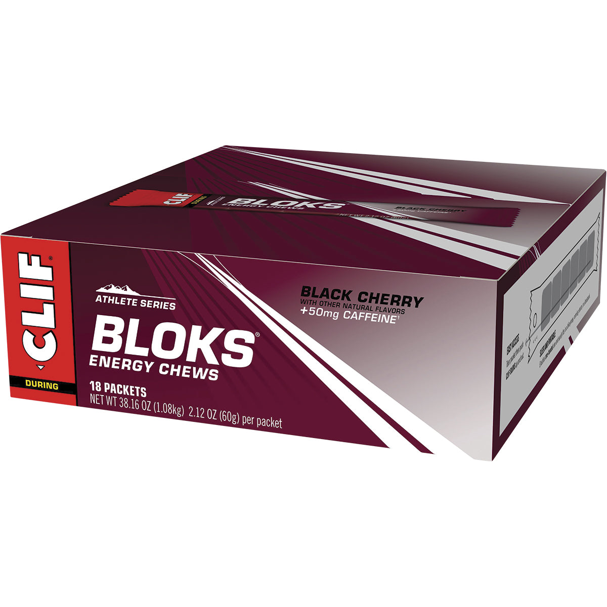 CLIF Bloks Energy Chews Black Cherry 50mg Caffeine 18 x 60g