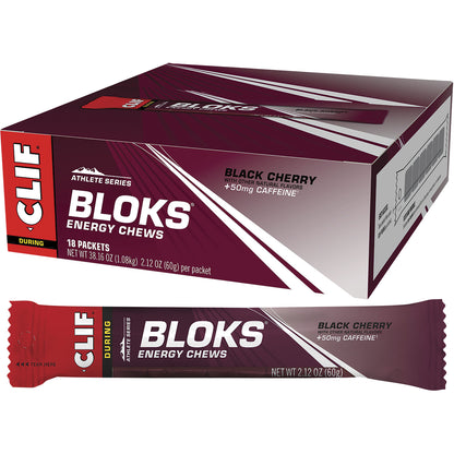 CLIF Bloks Energy Chews Black Cherry 50mg Caffeine 18 x 60g