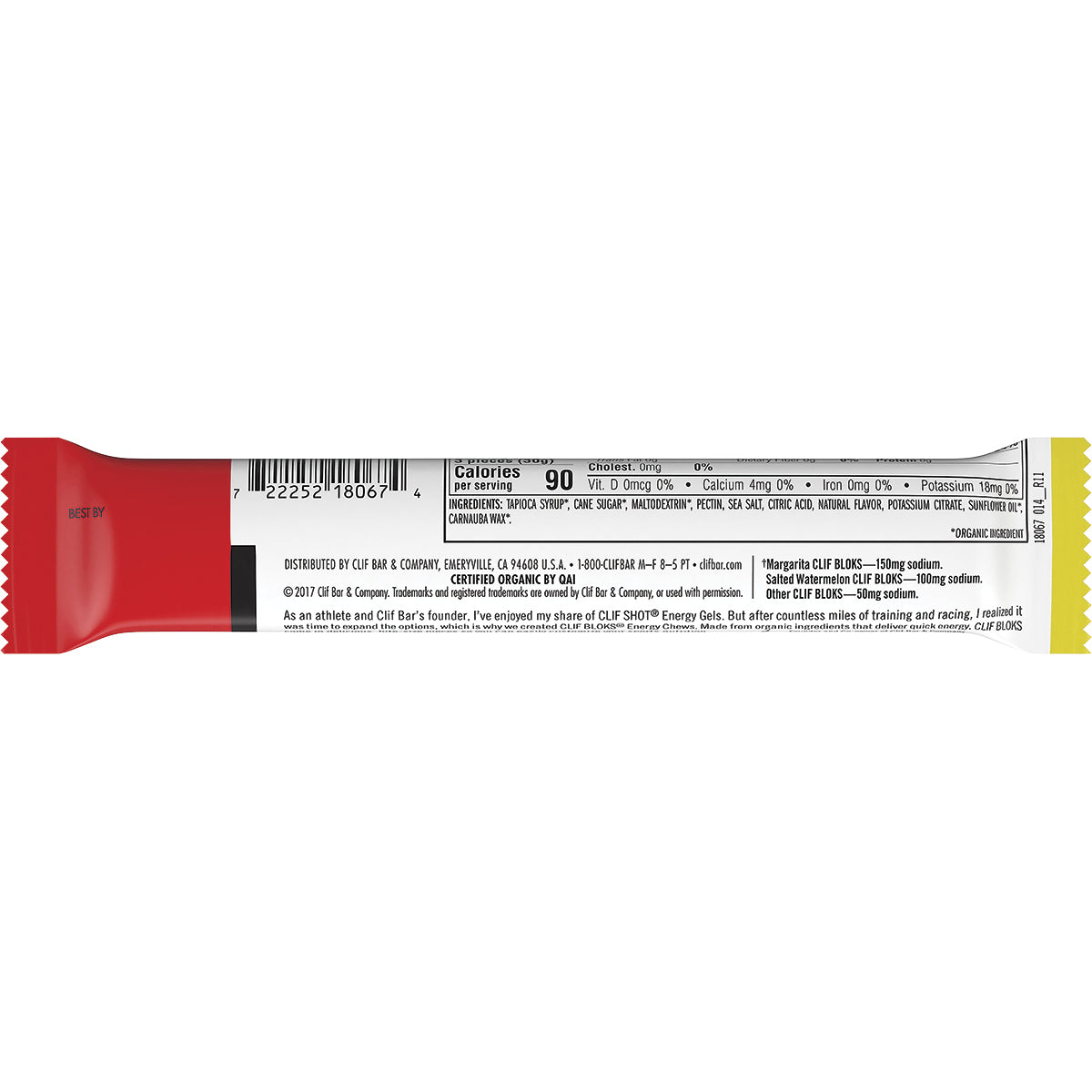 CLIF Bloks Energy Chews Margarita 150mg Sodium 18 x 60g
