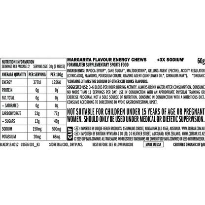 CLIF Bloks Energy Chews Margarita 150mg Sodium 18 x 60g