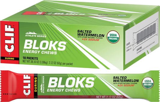 CLIF Bloks Energy Chews Salted Watermelon 100mg Sodium 18 x 60g