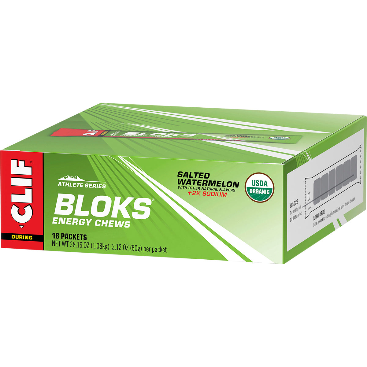 CLIF Bloks Energy Chews Salted Watermelon 100mg Sodium 18 x 60g