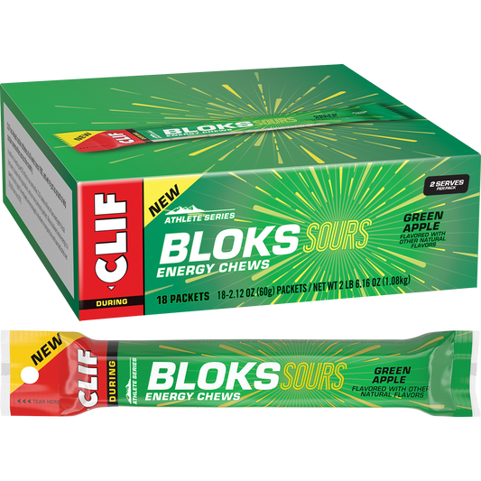 CLIF Bloks Energy Chews Sour Green Apple - Box of 18
