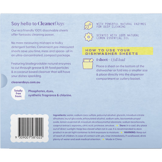 Cleaner Days Dishwasher Detergent Sheets Lemon