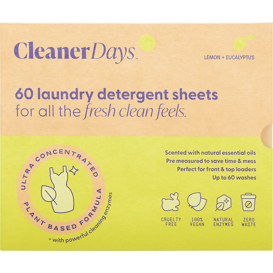 Cleaner Days Laundry Detergent Sheets Lemon + Eucalyptus