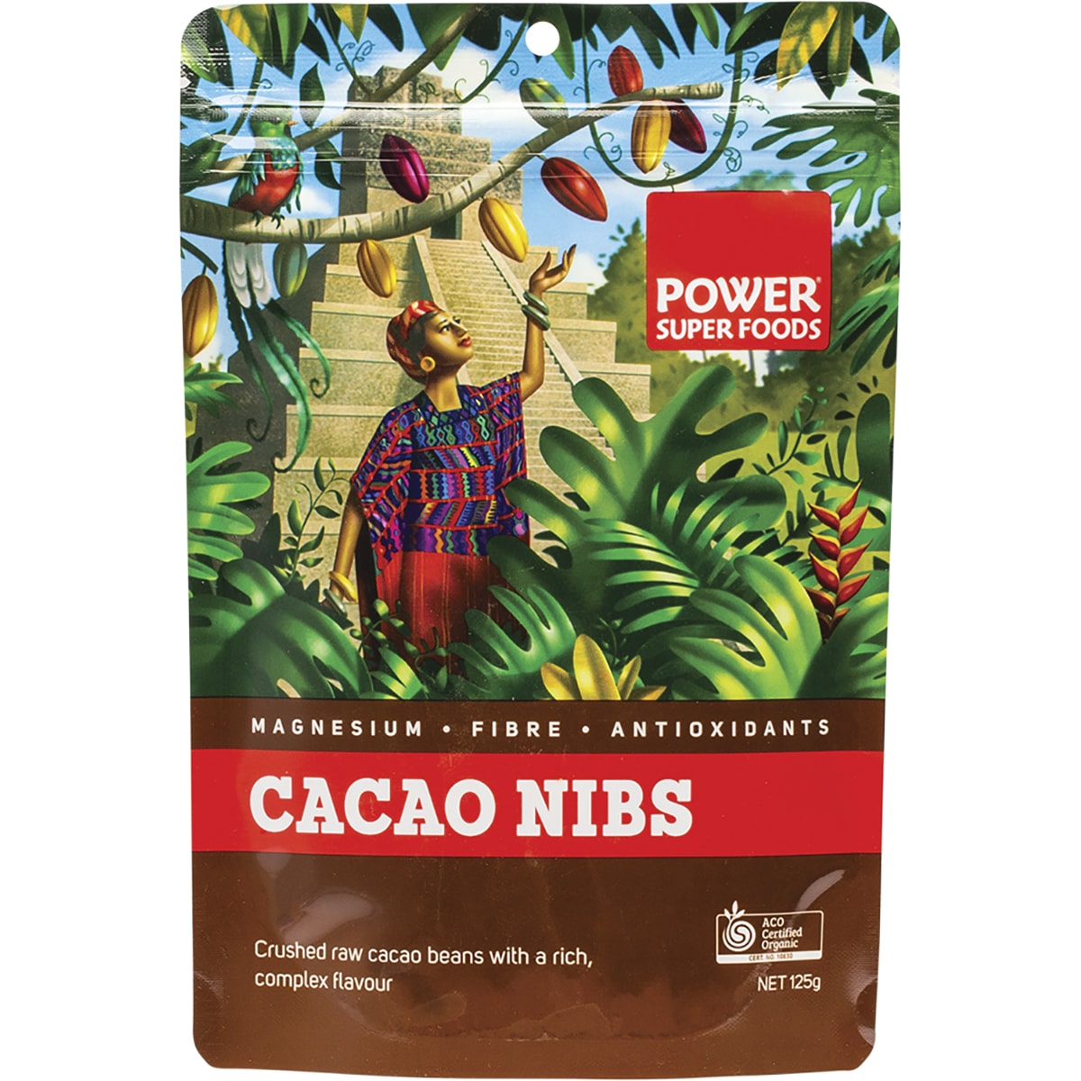 POWER SUPER FOODS Cacao Nibs Raw Certified Organic 1 x 125g