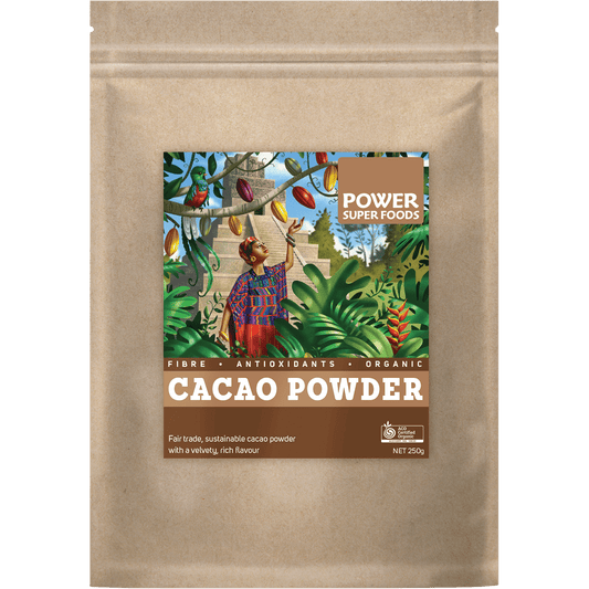 Power Super Foods Cacao Powder Kraft Bag Certified Organic