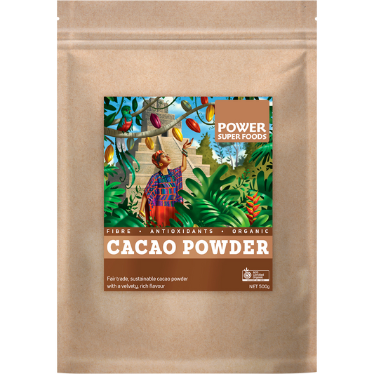 Power Super Foods Cacao Powder Kraft Bag Certified Organic