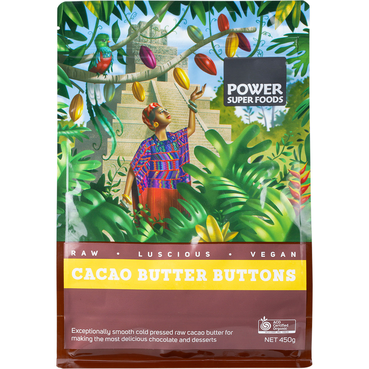 POWER SUPER FOODS Cacao Butter Buttons Raw Certified Organic 1 x 450g
