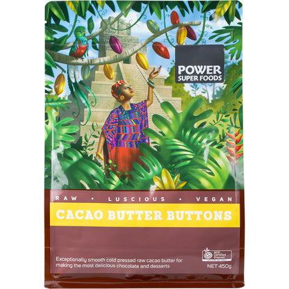 POWER SUPER FOODS Cacao Butter Buttons Raw Certified Organic 1 x 450g