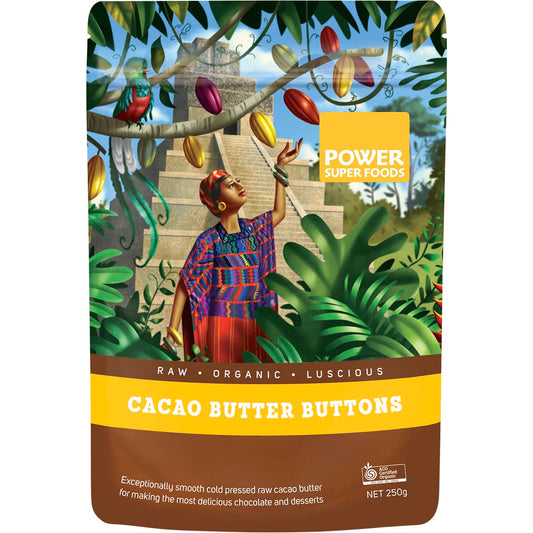 POWER SUPER FOODS Cacao Butter Buttons Raw Certified Organic 1 x 250g
