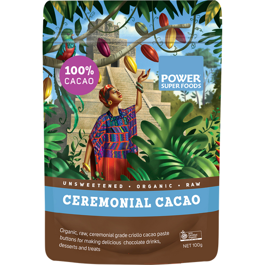 Power Super Foods Cacao Paste Buttons Ceremonial Grade Certified Organic
