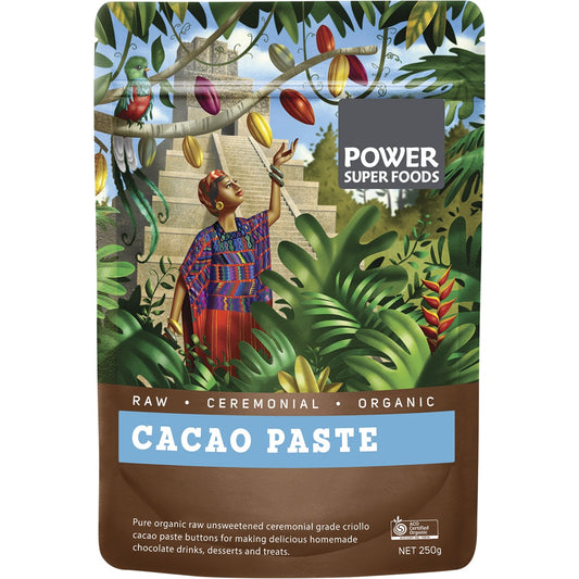 POWER SUPER FOODS Cacao Paste Buttons Ceremonial Grade Certified Organic 1 x 250g