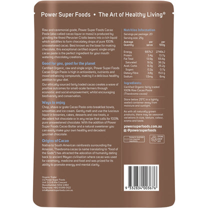 POWER SUPER FOODS Cacao Paste Buttons Ceremonial Grade Certified Organic 1 x 500g