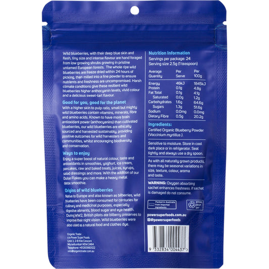 POWER SUPER FOODS Wild Blueberry Powder Certified Organic 1 x 60g