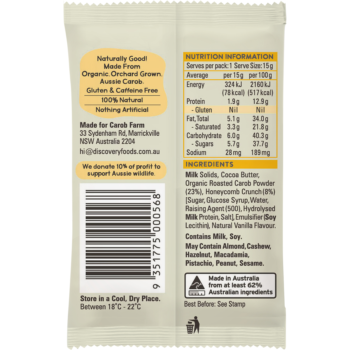 CAROB FARM Carob Koala Honeycomb x 50