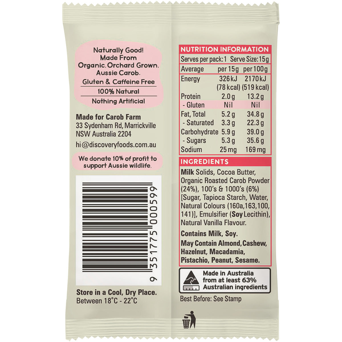 CAROB FARM Carob Koala 100's & 1000's x 50