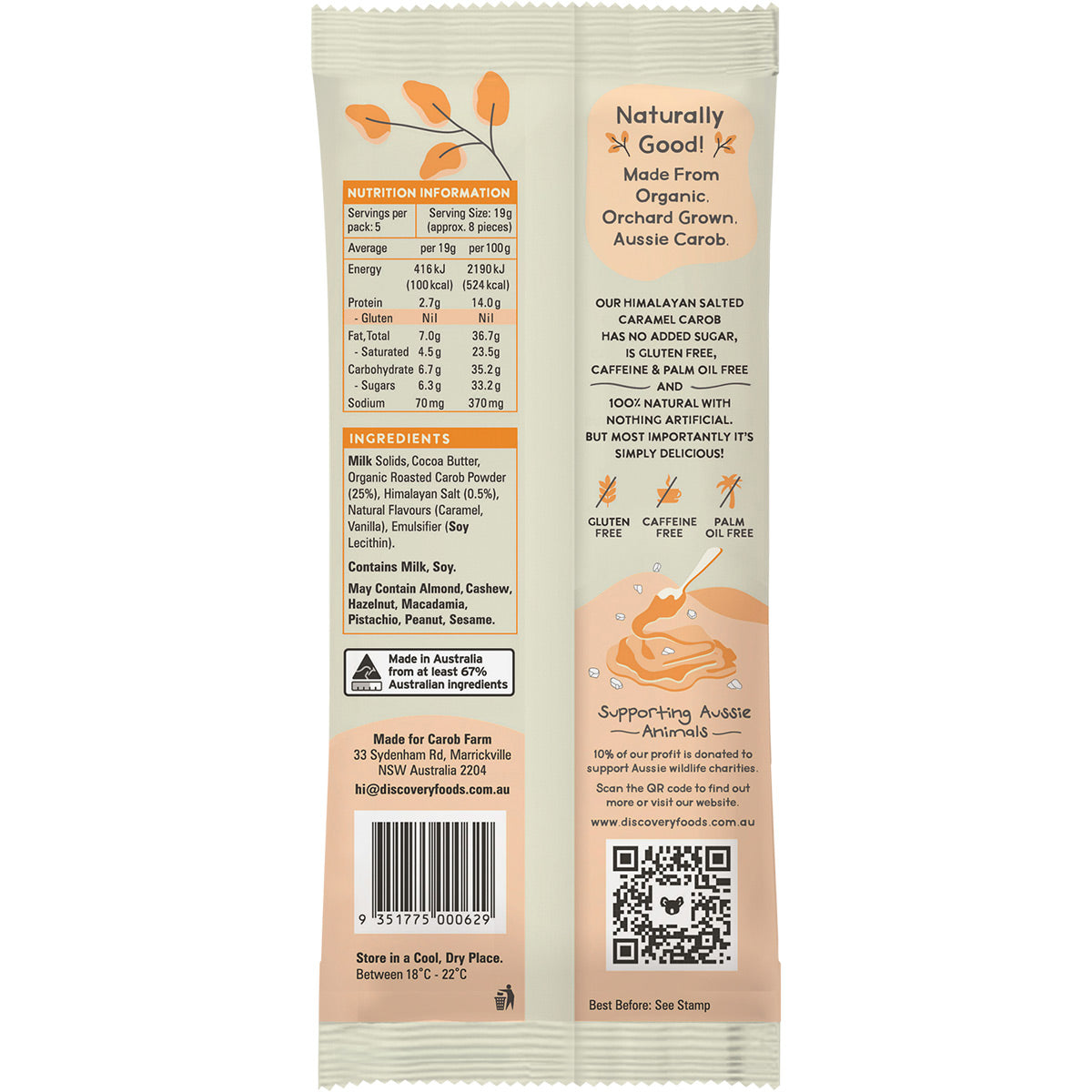 CAROB FARM Carob Block Salted Caramel x 12