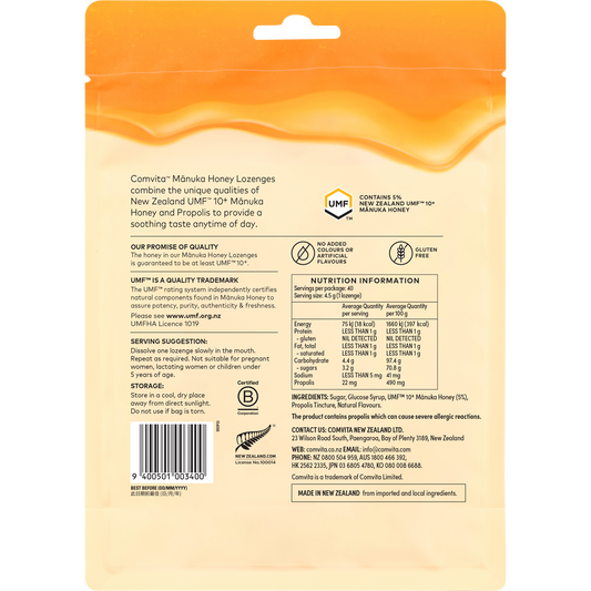 Comvita Manuka Honey Lozenges Zesty Lemon 12 x