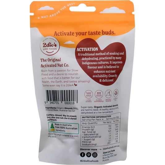 2die4 Live Foods Organic Activated Almonds 120g