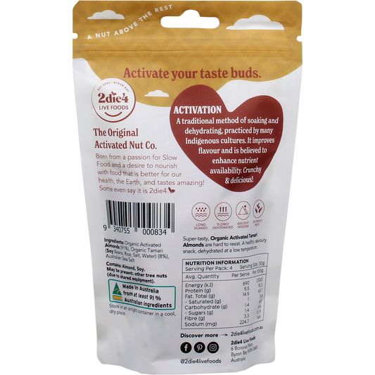 2die4 Live Foods Organic Activated Tamari Almonds 120g