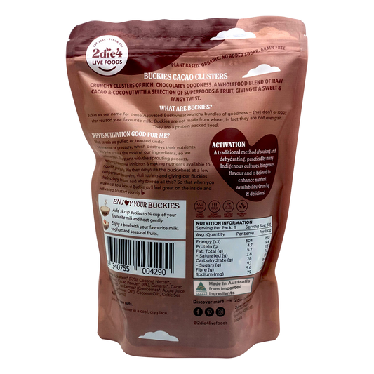 2die4 Live Foods Organic Activated Buckies Cacao Clusters